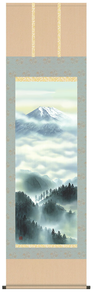 掛け軸 受注生産 / 黎明富士 依田 流石 山水画 年中掛け 新築祝い 贈答用 富士山  納期最短で約１５日程 