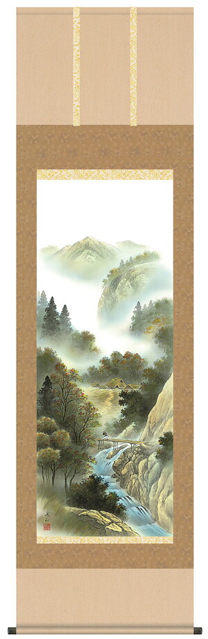 掛け軸 受注生産 / 四季賞翫 秋 紅葉錦衣 伊藤 渓山 山水画  納期最短で約１５日程 