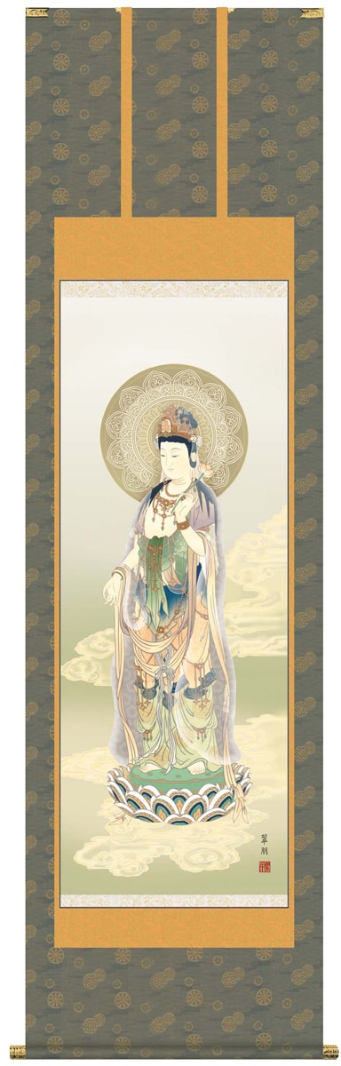 掛け軸 / 仏事 販売 鈴木 尺五立 桐箱 床の間 おしゃれ 壁掛け 絵 54.5cm×190cm
