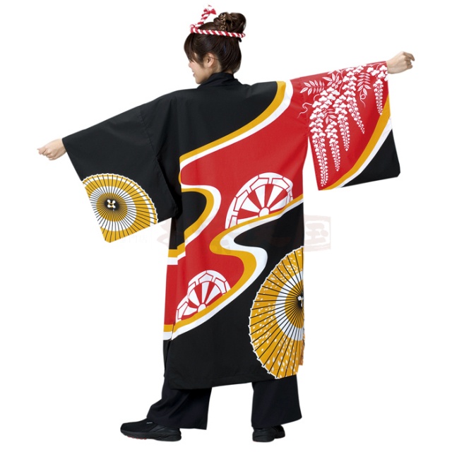 衣装関係・お祭り関連 / 長半纏(はんてん・法被・はっぴ）　黒地傘柄