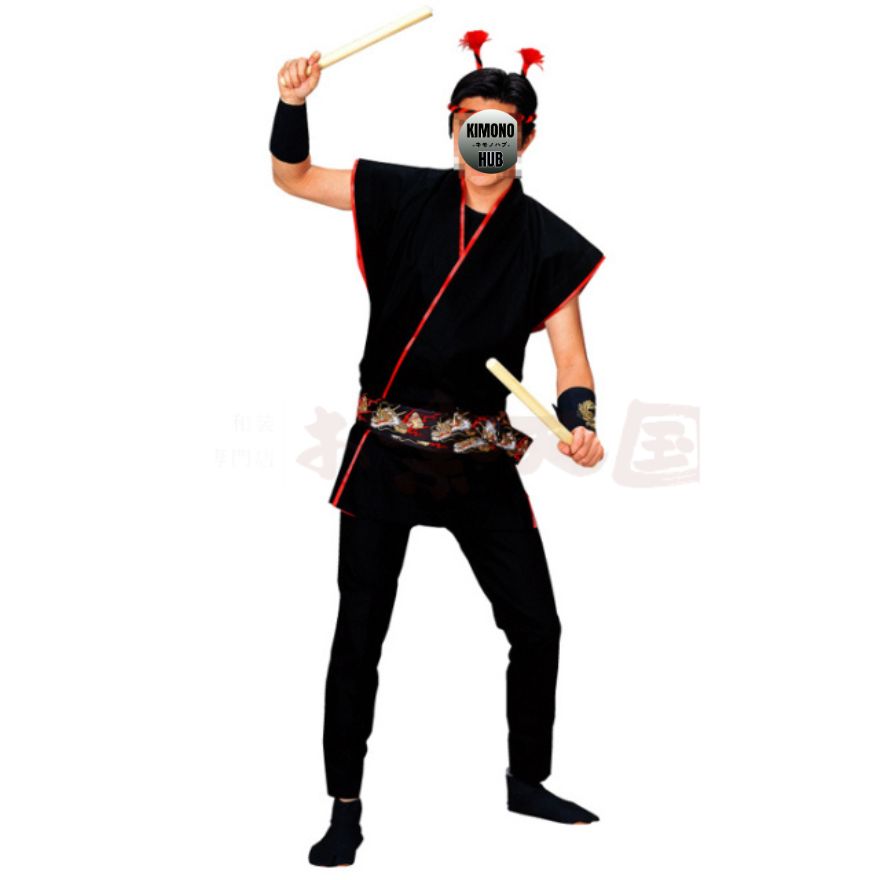 衣装関係・お祭り関連 / 袖無し半纏(はんてん・法被・はっぴ）　黒地打ち合わせ