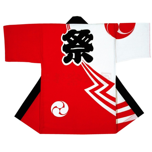衣装関係・お祭り関連 / 子供半纏(はんてん・法被・はっぴ）　背紋黒祭　三つ巴柄