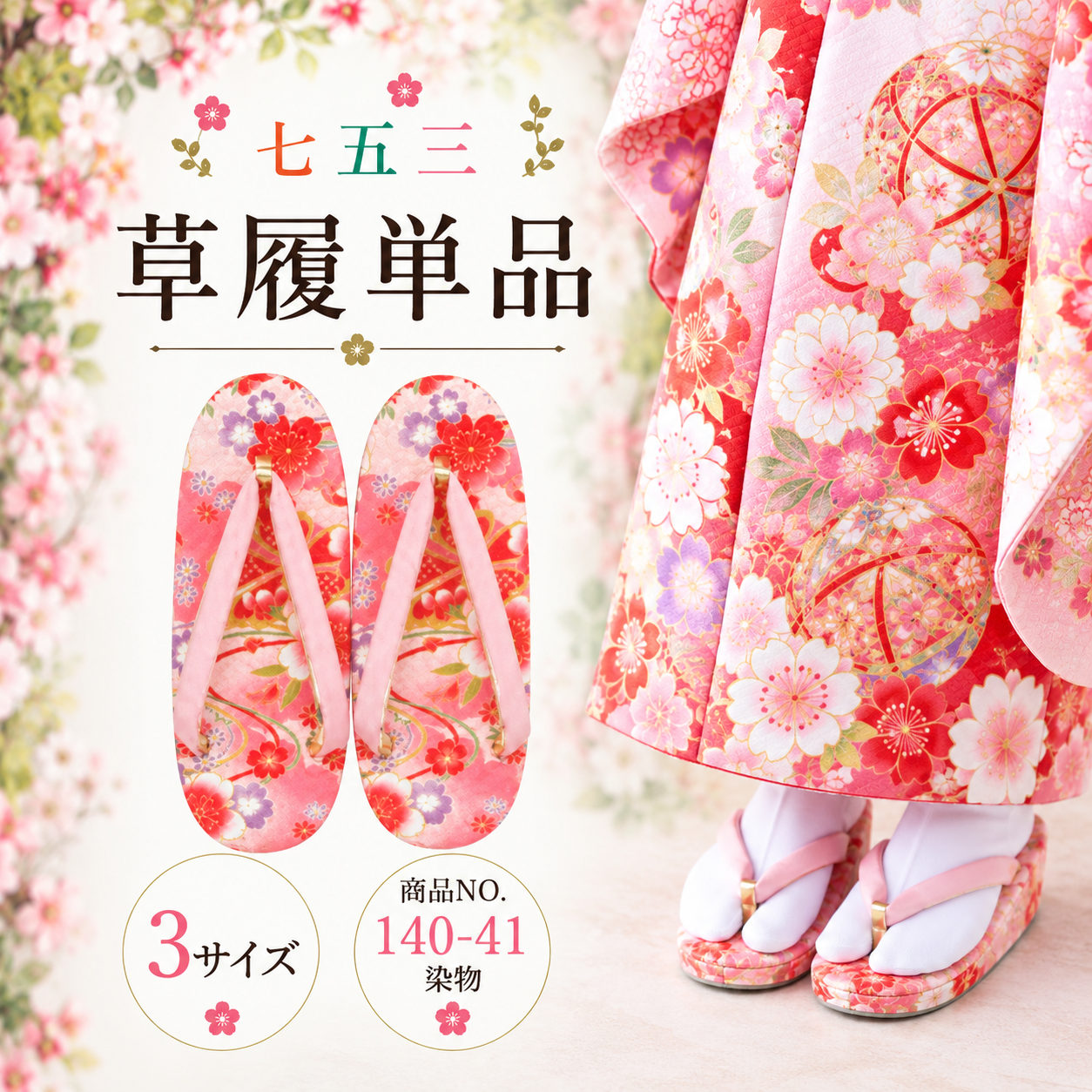 七五三草履/七五三 草履単品５歳 ７歳 S M L NO.140-41