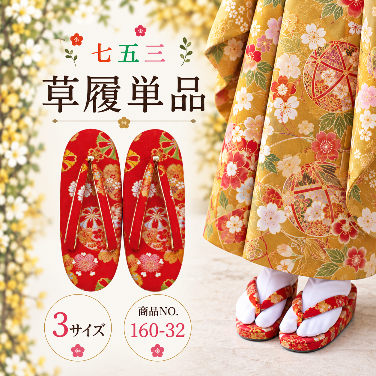 七五三草履/七五三 草履単品５歳 ７歳 S M L NO.160-32