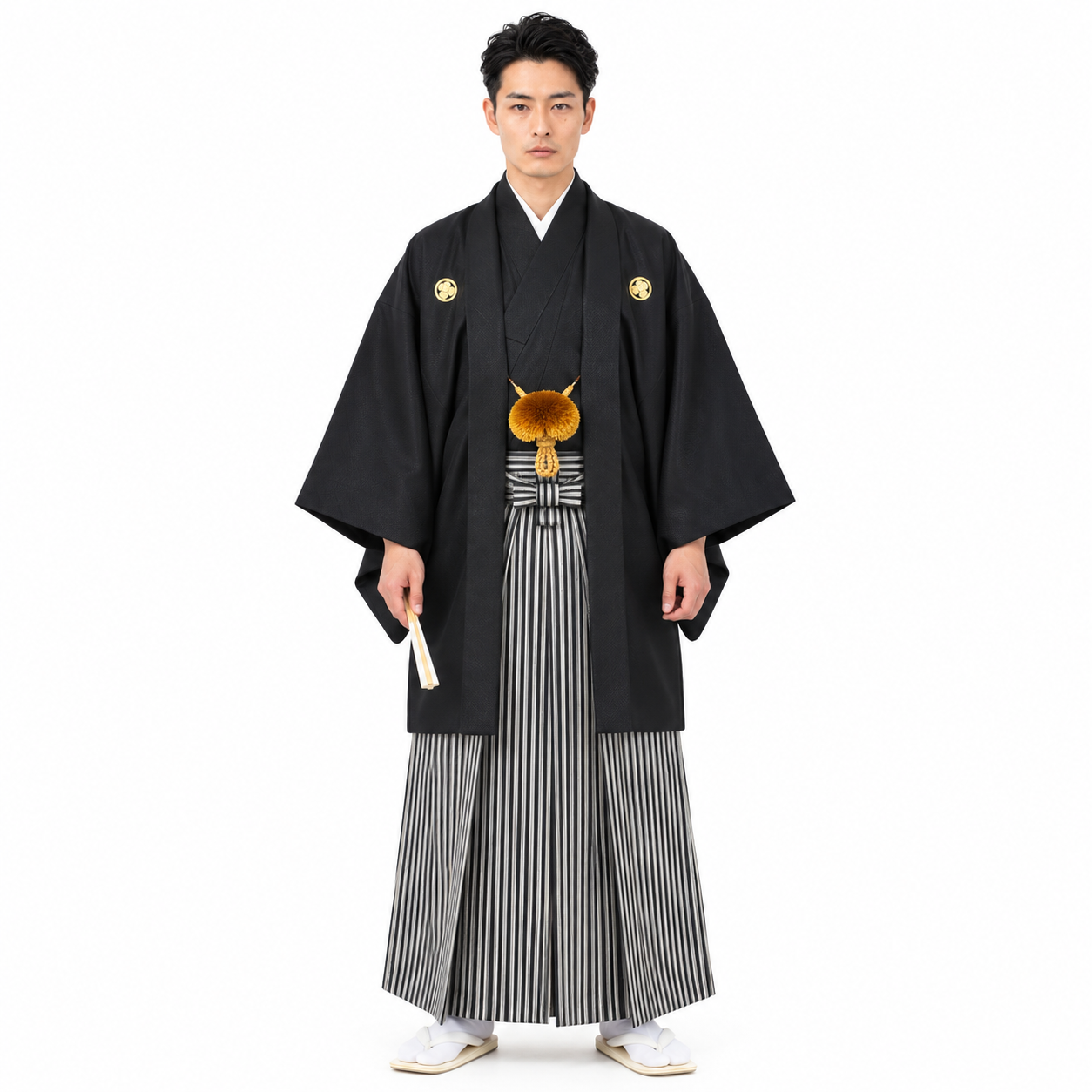 男性用袴 NO.E 白黒縞 Jr-9号 卒業式・成人式 卸｜KIMONOHUB 和装小物