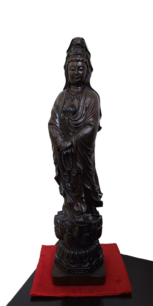 民芸家具 / 彫刻 黒観音 全国送料・ 木製 彫刻作品 観音様 メーカー直送 インテリア