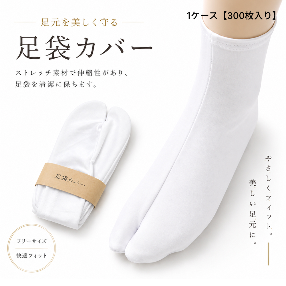 足袋カバー / フリーサイズ足袋カバー(ポリエステル製・1ケース300枚入)
