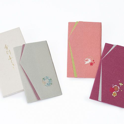 金封ふくさ / 袱紗 刺繍 化粧箱付き 慶事用 刺繍金封ふくさ化粧箱付 ピンク ローズ グレー レディース ポリエステル 結婚式 成人式 卒業式 お祝い ギフト
